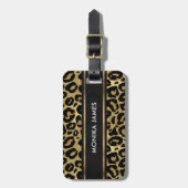 Elegante Faux Gold Leopard Dierenprint Custom Bagagelabel (Voorkant verticaal)