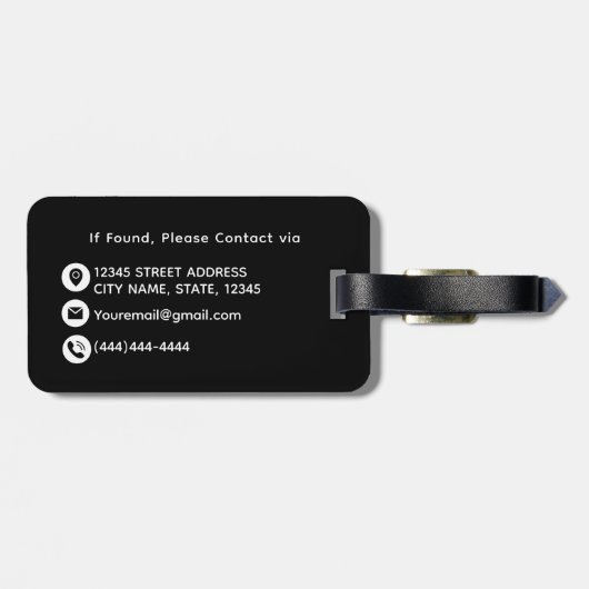 Elegante Faux Gold Leopard Dierenprint Custom Bagagelabel (Achterkant horizontaal)