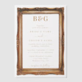 Elegante Faux Gold Lijst Monogram Trouwbedekking Vellum Uitnodigingen (Voorkant)