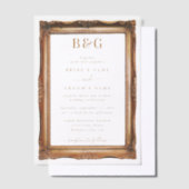 Elegante Faux Gold Lijst Monogram Trouwbedekking Vellum Uitnodigingen (Offset)