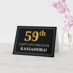 Elegante Faux Gold look "59th" Verjaardag + Naam Kaart