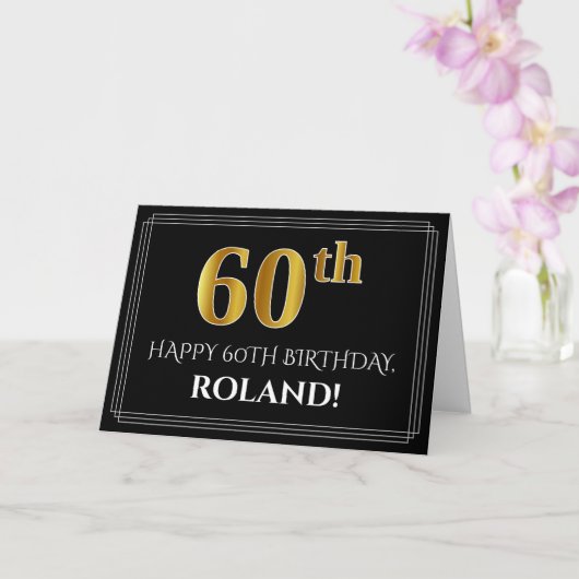 Elegante Faux Gold look "60th" Verjaardag + Naam Kaart (Orchidee)