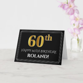 Elegante Faux Gold look "60th" Verjaardag + Naam Kaart