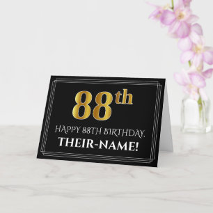 Elegante Faux Gold look "88th" Verjaardag + Naam Kaart