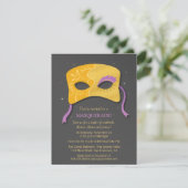 Elegante Faux Gold Mask Masquerade Party Uitnodigi Kaart (Staand voorkant)