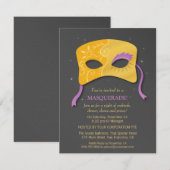 Elegante Faux Gold Mask Masquerade Party Uitnodigi Kaart (Voorkant / Achterkant)