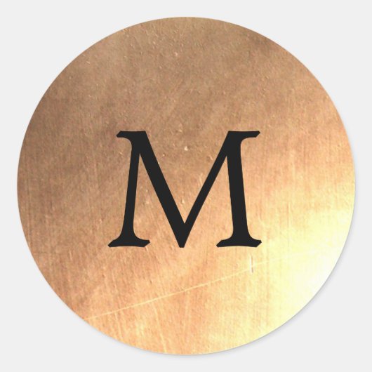 Elegante Faux Gold Monogram Seal Ronde Sticker (Voorkant)