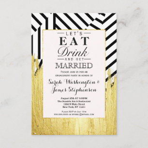 Elegante Faux Gold Paint Strokes & Stripes Patroon Kaart