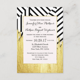 Elegante Faux Gold Paint Strokes & Stripes Patroon Kaart