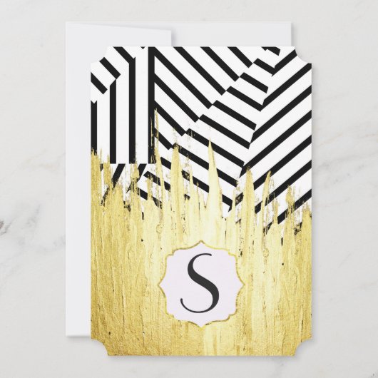 Elegante Faux Gold Paint Strokes & Stripes Patroon Kaart (Achterkant)