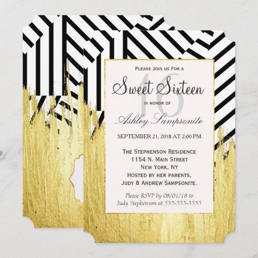 Elegante Faux Gold Paint Strokes & Stripes Patroon Kaart (Voorkant / Achterkant)