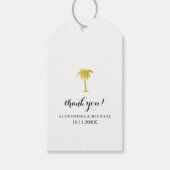 Elegante Faux Gold Palm Bruiloft Cadeaulabel (Voorkant)