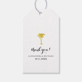 Elegante Faux Gold Palm Bruiloft Cadeaulabel