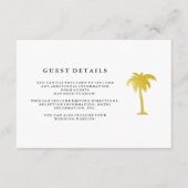 Elegante Faux Gold Palm Bruiloft Gast Details Informatiekaartje (Voorkant)