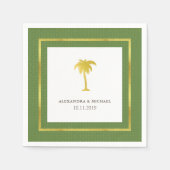 Elegante Faux Gold Palm Bruiloft | Groen Servetten (Voorkant)