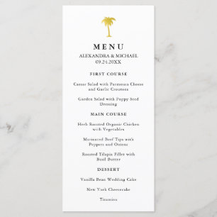 Elegante Faux Gold Palm Bruiloft Menu