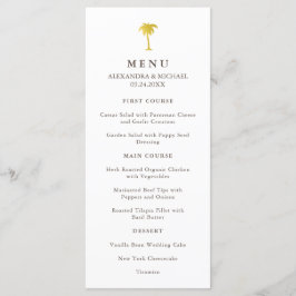 Elegante Faux Gold Palm Bruiloft Menu | Groen