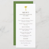 Elegante Faux Gold Palm Bruiloft Menu | Groen (Voorkant / Achterkant)