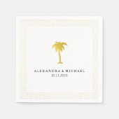 Elegante Faux Gold Palm Bruiloft Servetten (Voorkant)