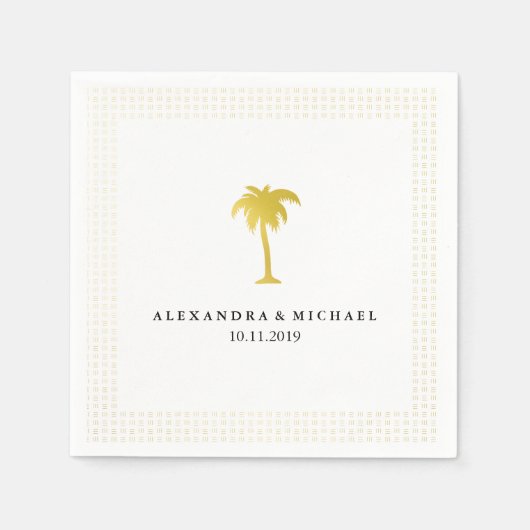 Elegante Faux Gold Palm Bruiloft Servetten (Voorkant)