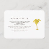 Elegante Faux Gold Palm Tree gastgegevens | Groen Informatiekaartje (Voorkant)