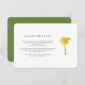 Elegante Faux Gold Palm Tree gastgegevens | Groen Informatiekaartje (Voorkant / Achterkant)