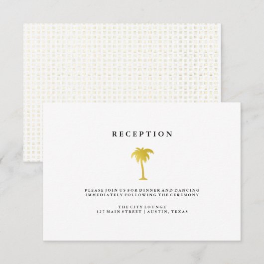 Elegante Faux Gold Palm Wedding Receptie Informatiekaartje (Voorkant / Achterkant)