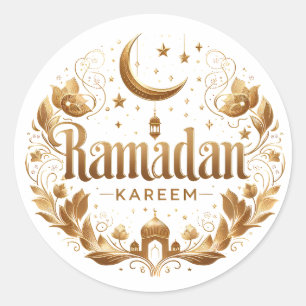 Elegante Faux Gold Ramadan Kareem Mubarak Ronde Sticker