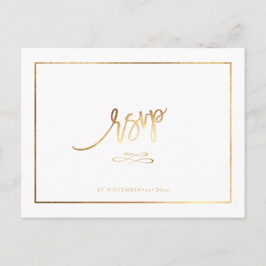 Elegante Faux Gold RSVP-Briefkaarten Aankondigingskaart (Voorkant)