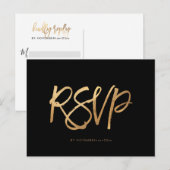 Elegante Faux Gold RSVP met MAALTIJDEN Aankondigingskaart (Voorkant / Achterkant)