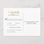Elegante Faux Gold RSVP met MAALTIJDEN Aankondigingskaart (Achterkant)