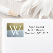 Elegante Faux Gold & Silver Monogram Adresetikette Etiket (Insitu)