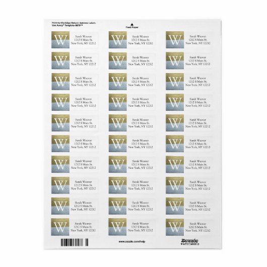 Elegante Faux Gold & Silver Monogram Adresetikette Etiket (Full Sheet)