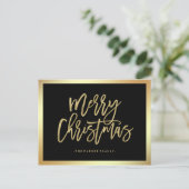 Elegante Faux Gold Typografie | vrolijk kerstfeest Feestdagenkaart (Staand voorkant)