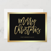 Elegante Faux Gold Typografie | vrolijk kerstfeest Feestdagenkaart (Voorkant / Achterkant)
