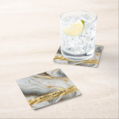 Elegante Faux Gold, White & Grey Marbled Wedding Kartonnen Onderzetters (Insitu)