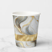 Elegante Faux Gold, White & Grey Marbled Wedding Papieren Bekers (Achterkant)