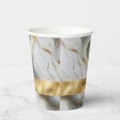Elegante Faux Gold, White & Grey Marbled Wedding Papieren Bekers (Rechts)