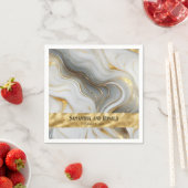 Elegante Faux Gold, White & Grey Marbled Wedding Servet (Insitu)