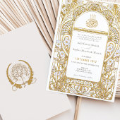 Elegante Faux Gold & Wit Islamitische bruiloft Kaart