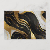 Elegante Faux Gold, zwart en wit gemarmerde bruilo Informatiekaartje (Achterkant)