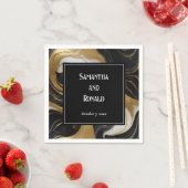Elegante Faux Gold, zwart en wit gemarmerde bruilo Servet (Insitu)