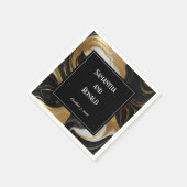 Elegante Faux Gold, zwart en wit gemarmerde bruilo Servet (Hoek)