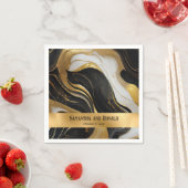 Elegante Faux Gold, zwart en wit gemarmerde bruilo Servet (Insitu)