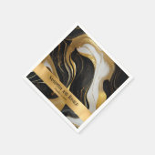 Elegante Faux Gold, zwart en wit gemarmerde bruilo Servet (Hoek)