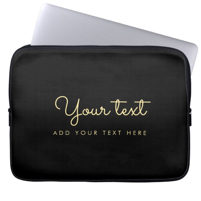 Elegante Faux Gold & Zwart Handgeschreven Naam Tre Laptop Sleeve (Voorkant)