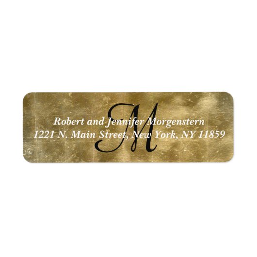 Elegante Faux Golf Folie Monogram Adresetiketten Etiket (Voorkant)