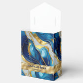 Elegante Faux Goud, Blauw & Wit Marmer Favoriete B Bedankdoosjes (Geopend)