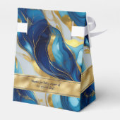 Elegante Faux Goud, Blauw & Wit Marmer Favoriete B Bedankdoosjes (Achterkant)