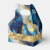 Elegante Faux Goud, Blauw & Wit Marmer Favoriete B Bedankdoosjes (Achterkant)